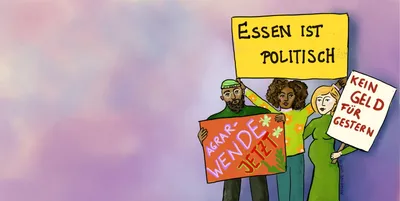 Illustration: eine Demo zur Agrarwende